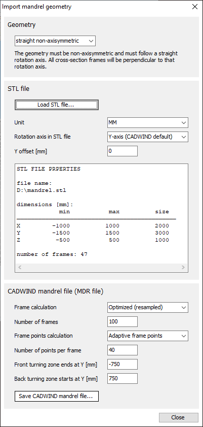 CADWIND STL mandrel model import
