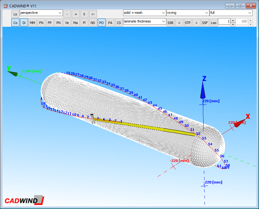 CADWIND display of the payout eye toolpath